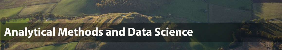 Aerial photo of a hillfort and overlaid text 'Analytical methods and data science'
