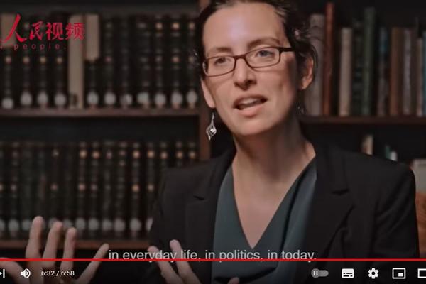 Screen grab of Dr Anke Hein being interviewed in this video