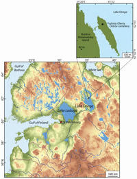 map showing location of olenii ostrov l