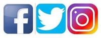 social media logos for Facebook, Twitter and Instagram