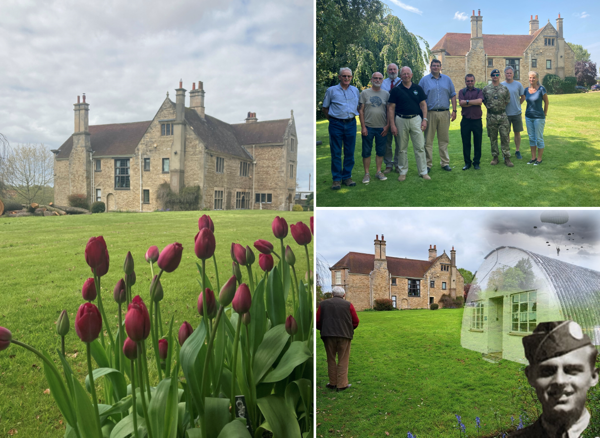 a montage of photos in a garden