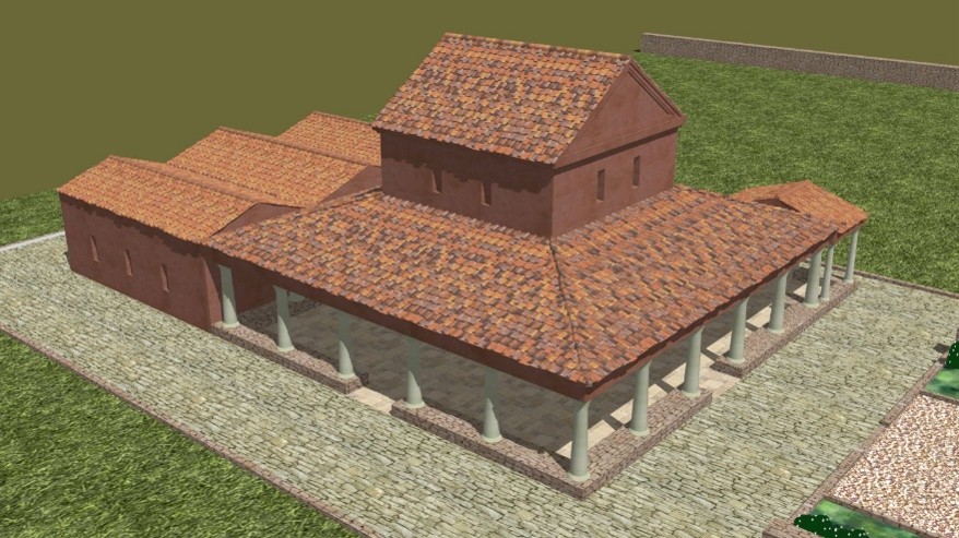 A computer reconstruction of the Romano-British  temple at Marcham (image: Mike Athanson)
