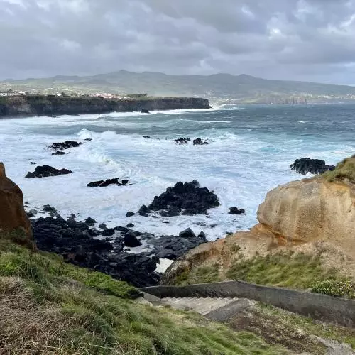 waves crash against this coastal path