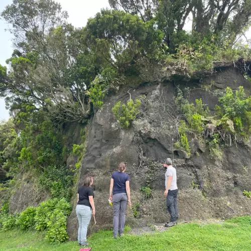 the team are looking at a small cliff edge