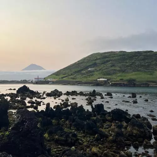 Views across the waters to a distant island