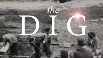 OGS Crawford photo of the 1939 Sutton Hoo Excavation overlaid with the words THE DIG