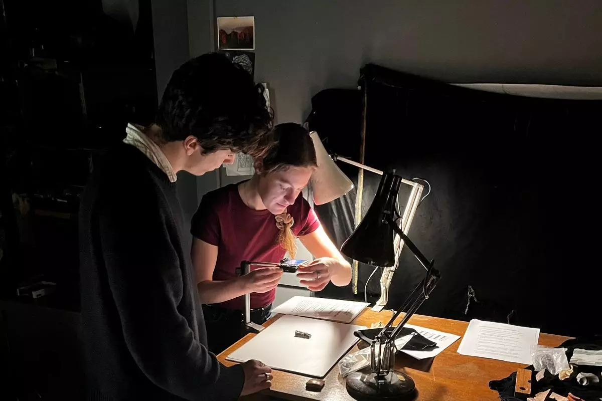 Two students in the photo lab 