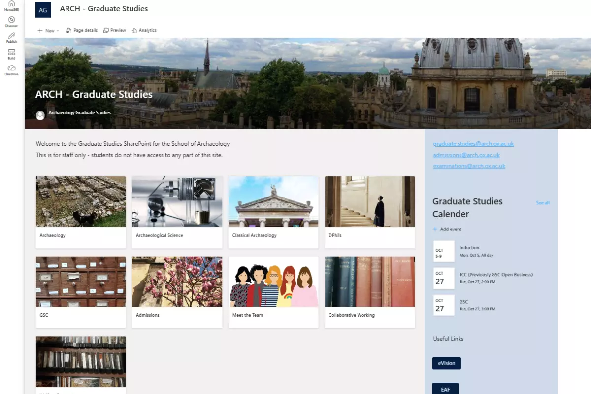 Screenshot of the GS Sharepoint
